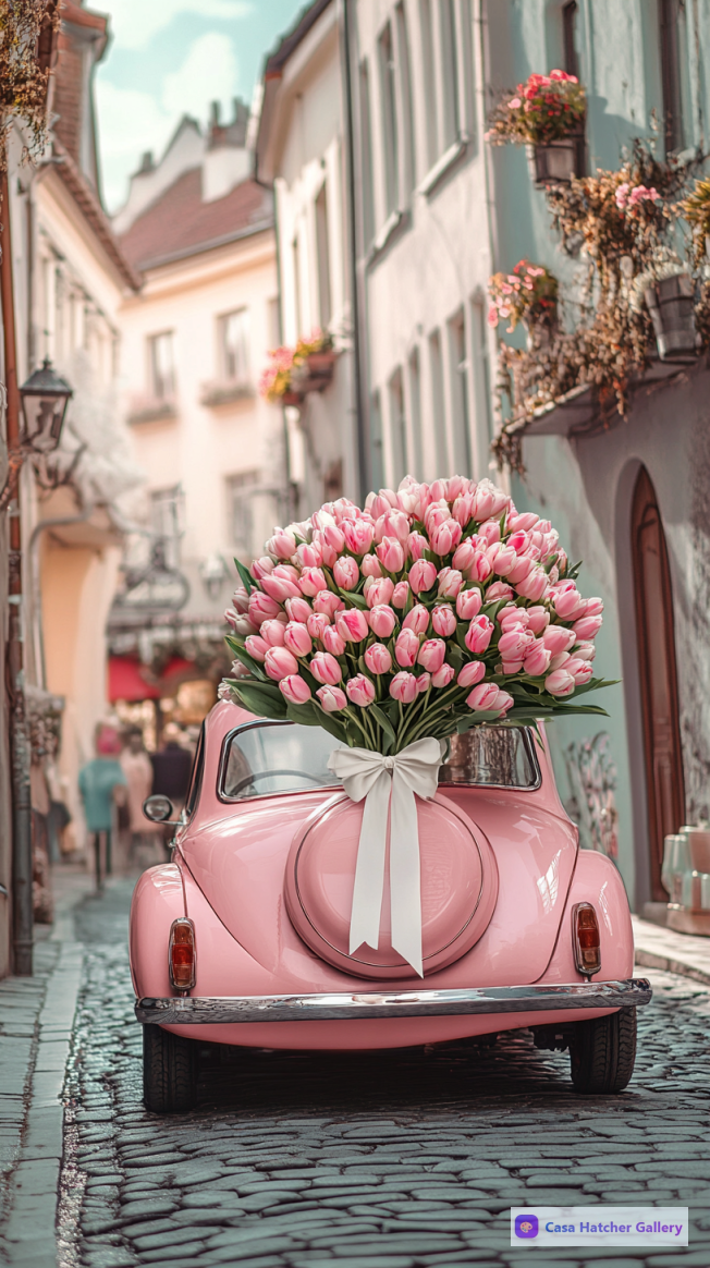 Pink Petals on Cobblestones