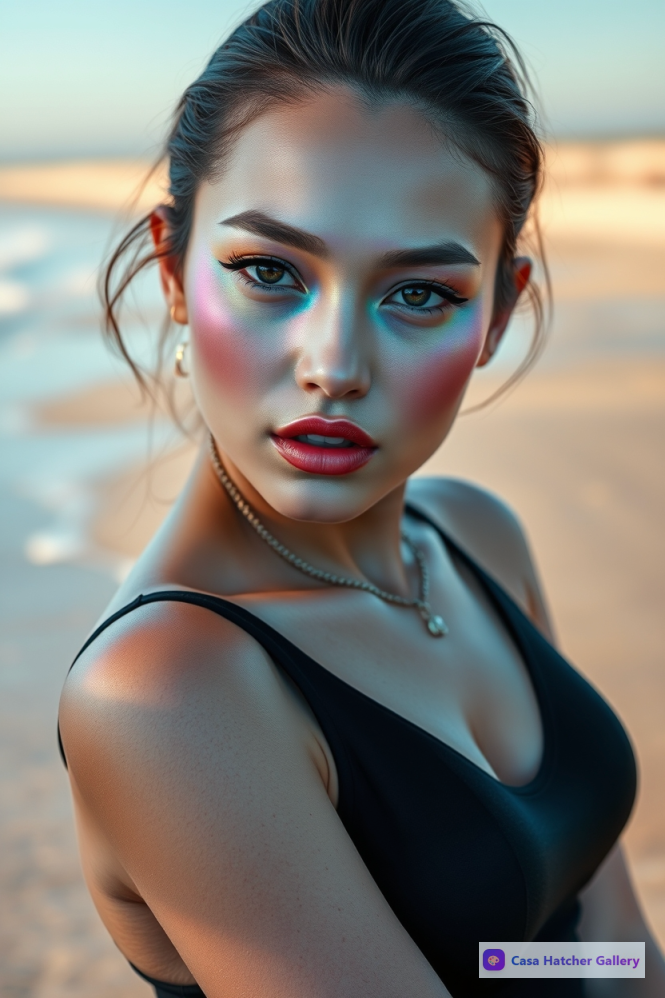 Neon Glow Beach Beauty